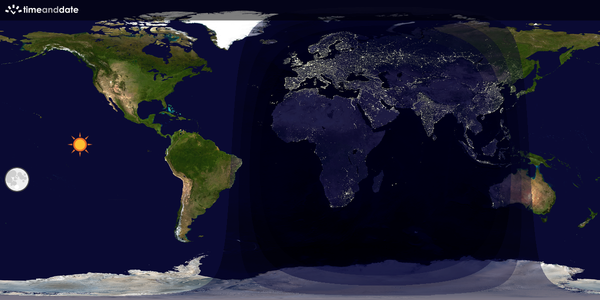 Verdenskart som viser dag og natt 