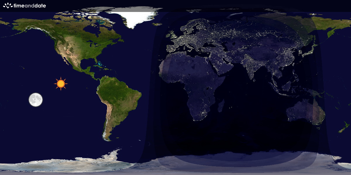 Verdenskart som viser dag og natt 