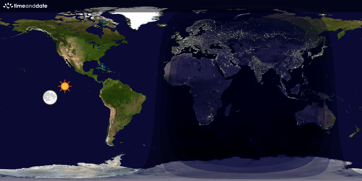 Verdenskart som viser dag og natt 