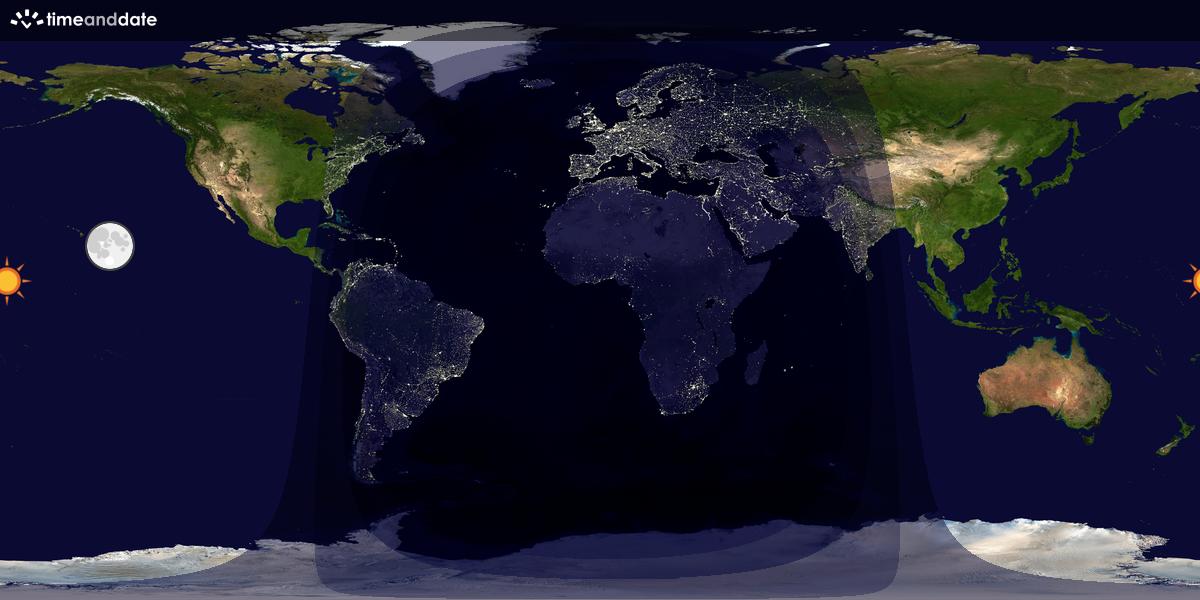 Verdenskart som viser dag og natt 