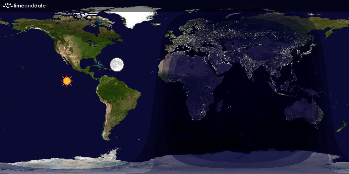 Verdenskart som viser dag og natt 