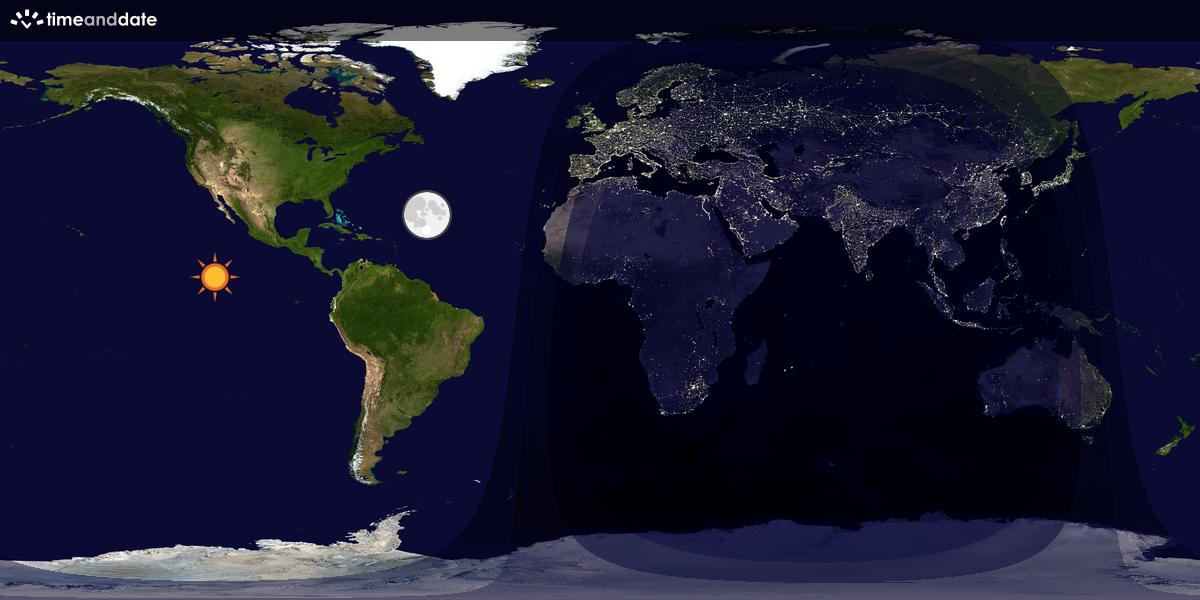 Verdenskart som viser dag og natt 