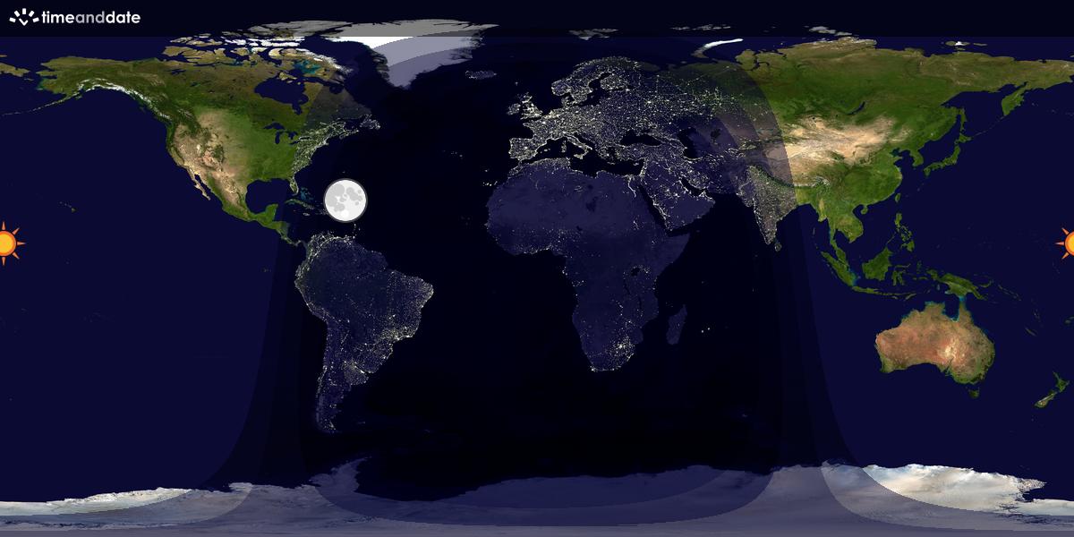 Verdenskart som viser dag og natt 