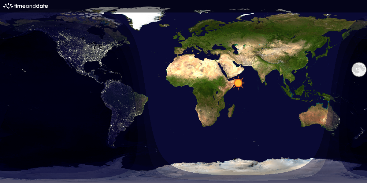 Verdenskart som viser dag og natt 