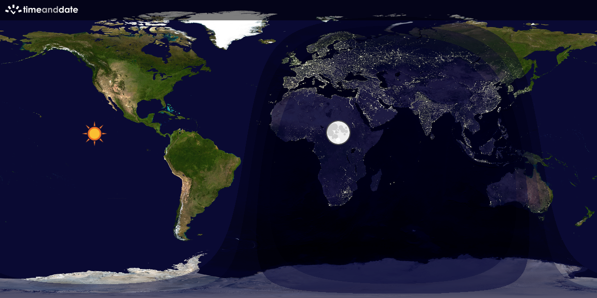 Verdenskart som viser dag og natt 