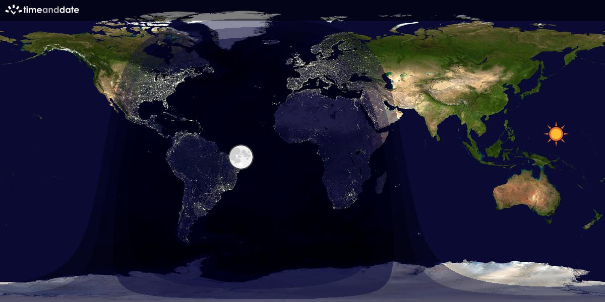 Verdenskart som viser dag og natt 