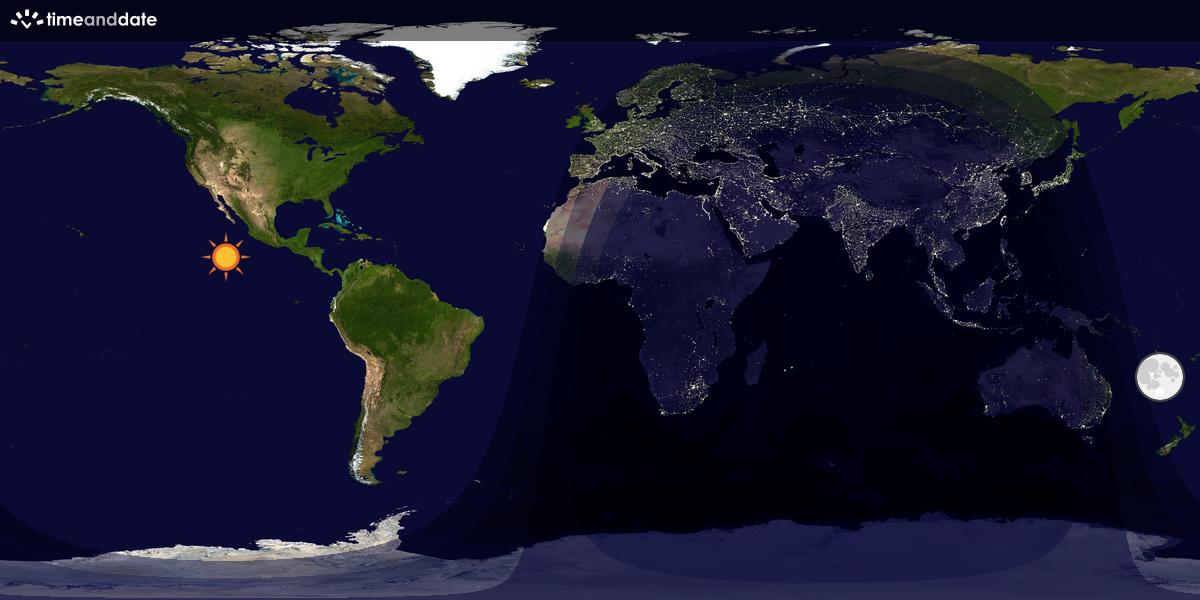 Verdenskart som viser dag og natt 
