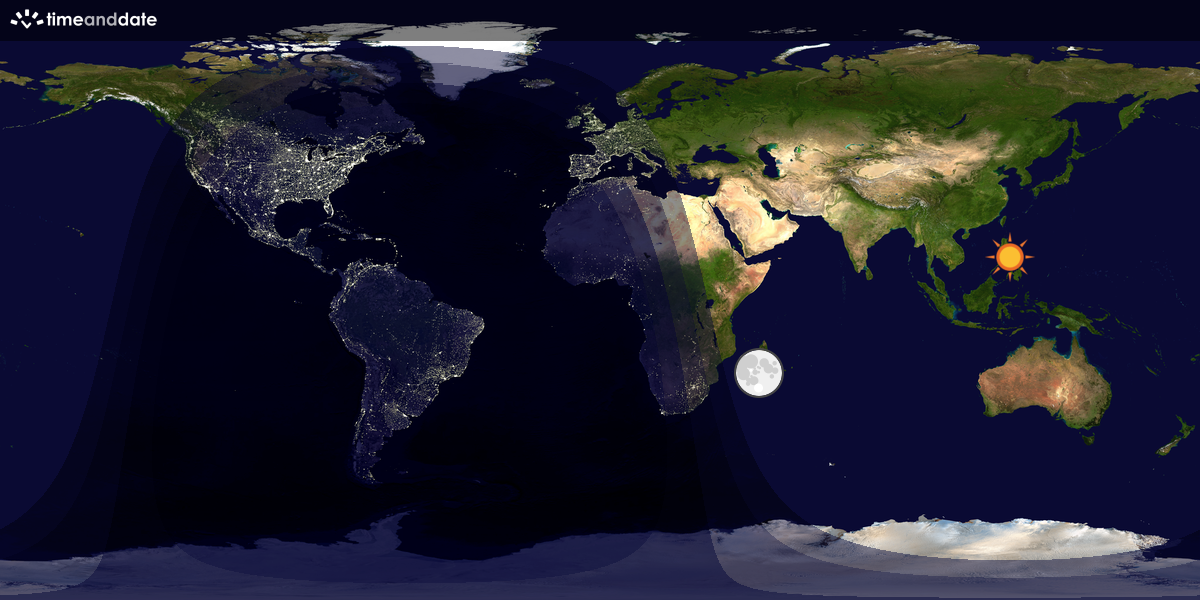 Verdenskart som viser dag og natt 