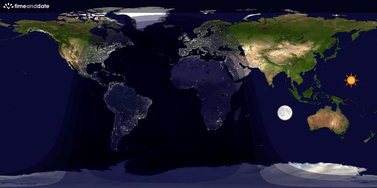 Verdenskart som viser dag og natt 