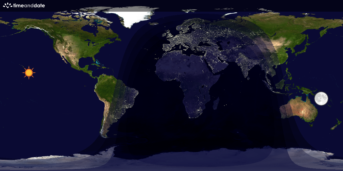 Verdenskart som viser dag og natt 