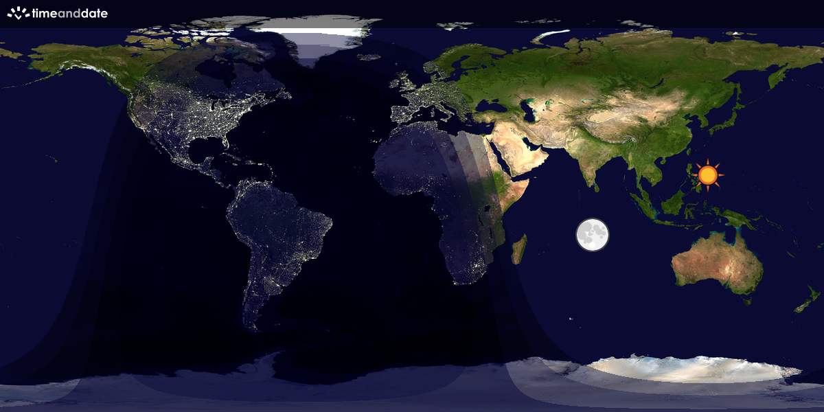 Verdenskart som viser dag og natt 
