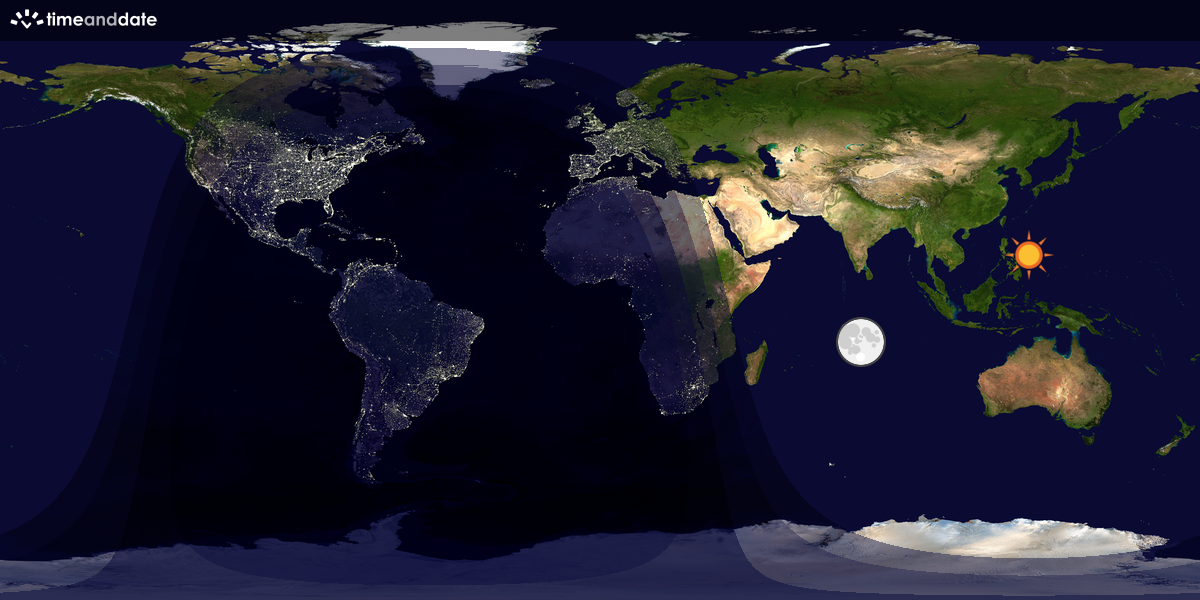 Verdenskart som viser dag og natt 