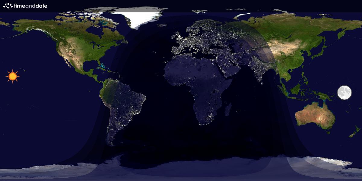 Verdenskart som viser dag og natt 