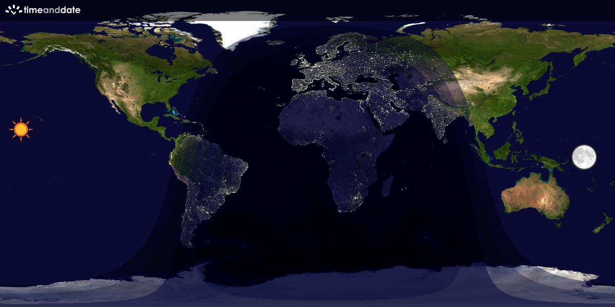 Verdenskart som viser dag og natt 