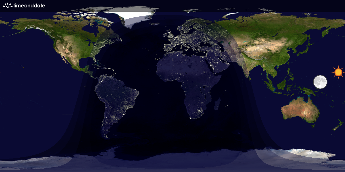 Verdenskart som viser dag og natt 
