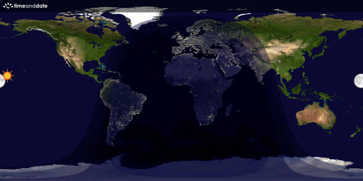 Verdenskart som viser dag og natt 