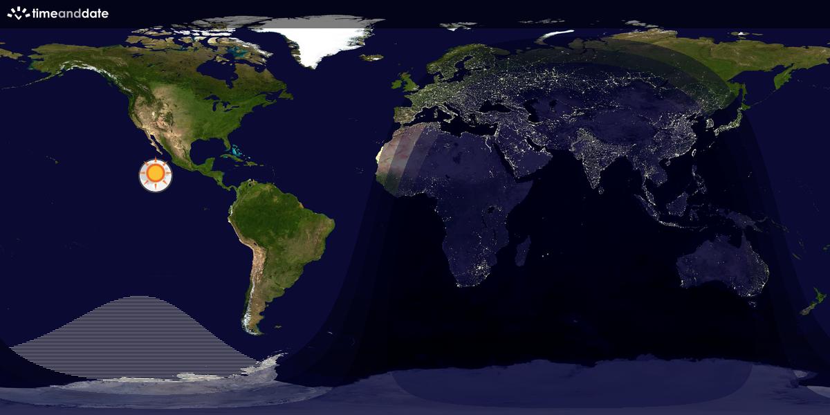 Verdenskart som viser dag og natt 