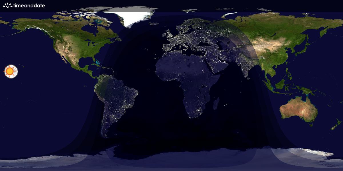 Verdenskart som viser dag og natt 