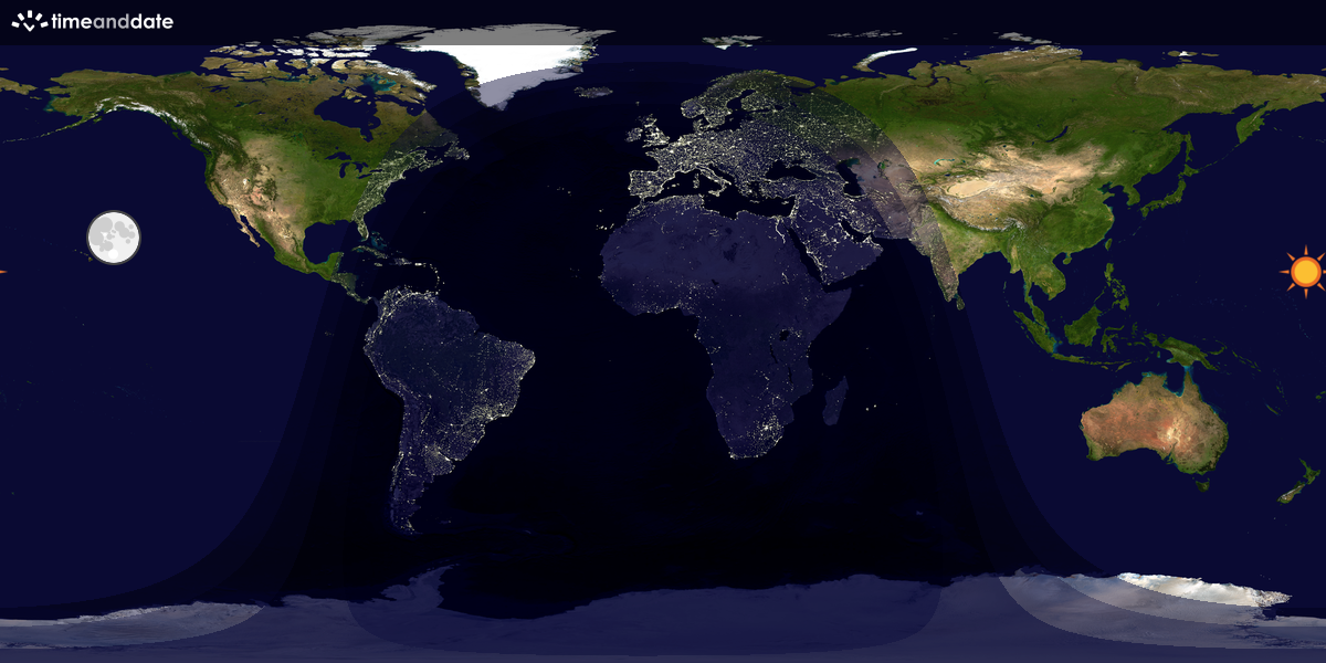 Verdenskart som viser dag og natt 