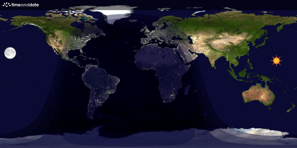 Verdenskart som viser dag og natt 