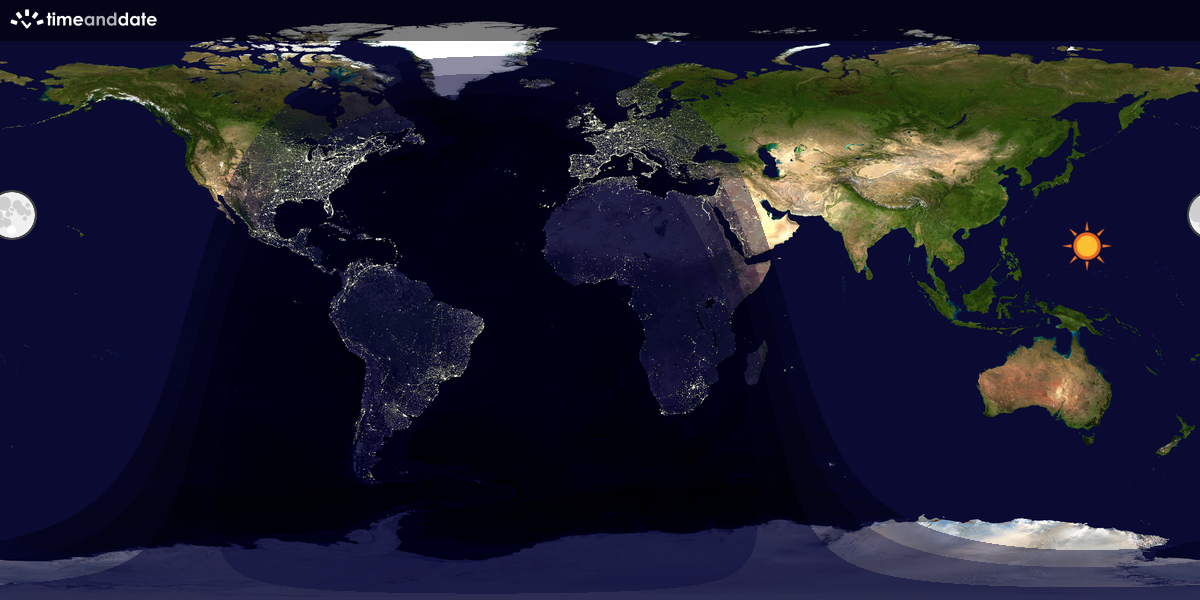 Verdenskart som viser dag og natt 