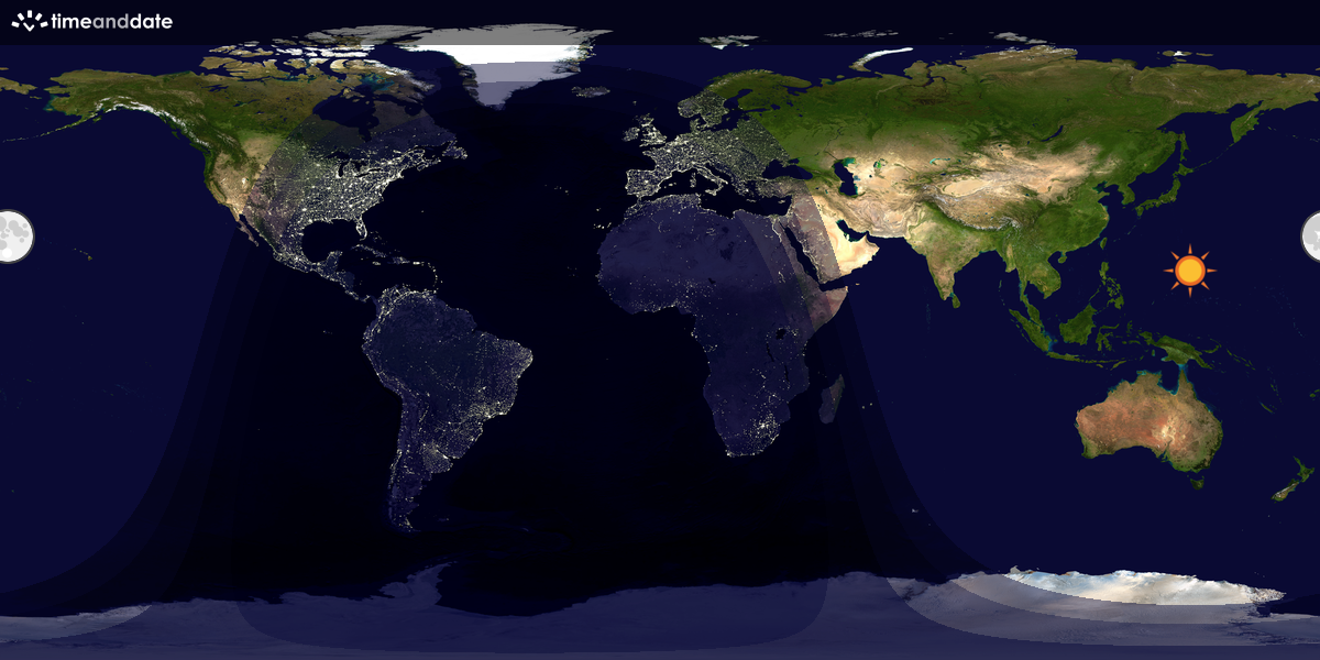 Verdenskart som viser dag og natt 