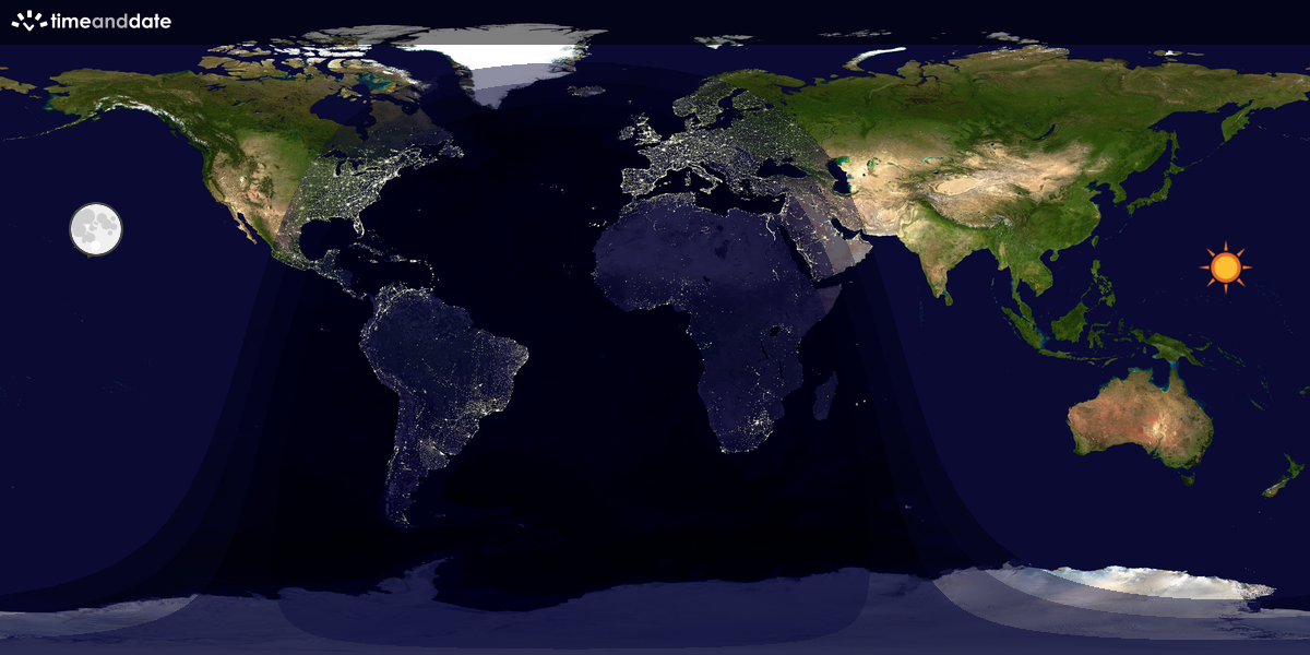 Verdenskart som viser dag og natt 