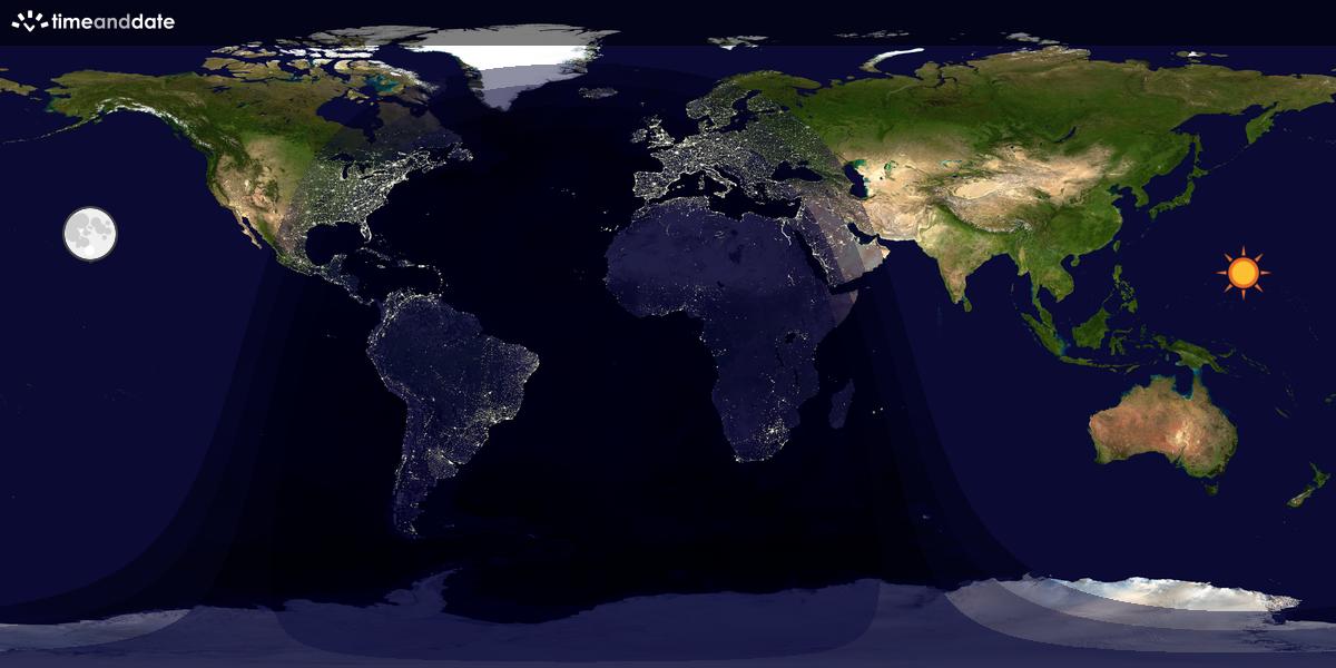 Verdenskart som viser dag og natt 