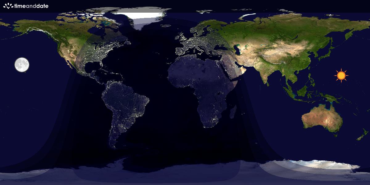 Verdenskart som viser dag og natt 