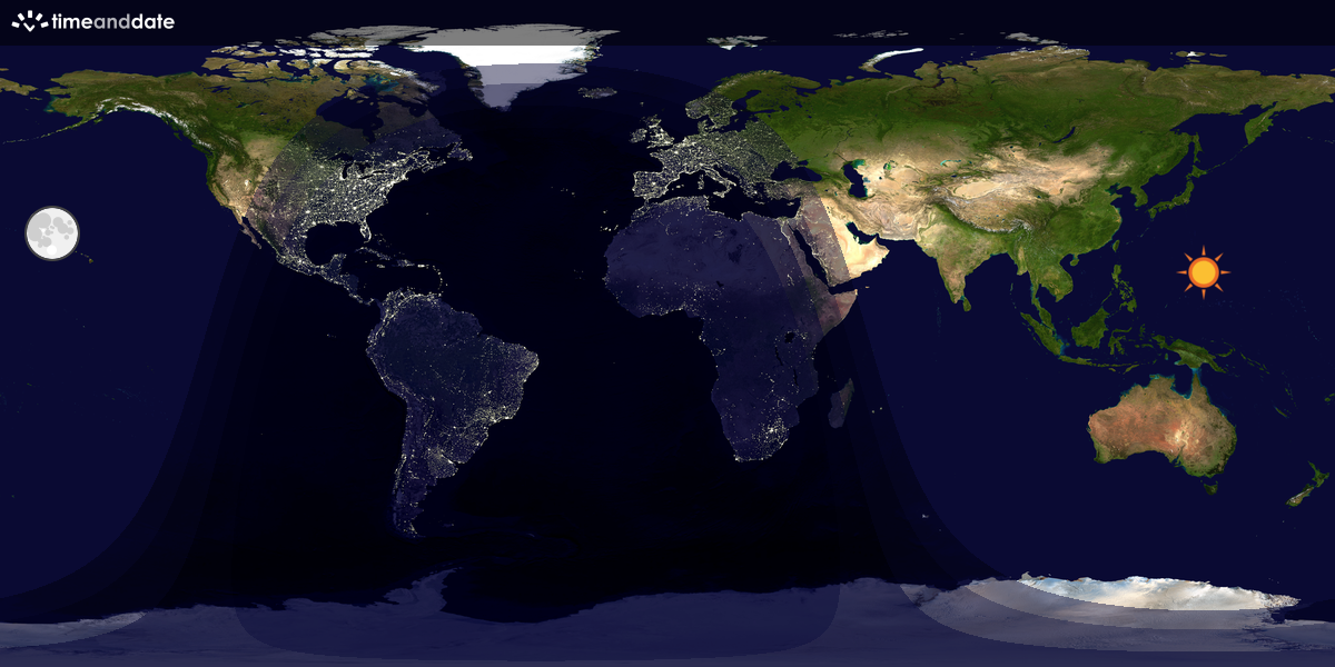 Verdenskart som viser dag og natt 