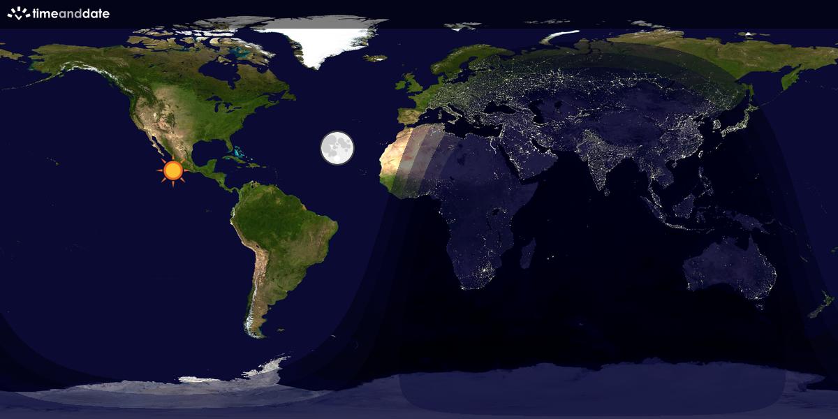 Verdenskart som viser dag og natt 