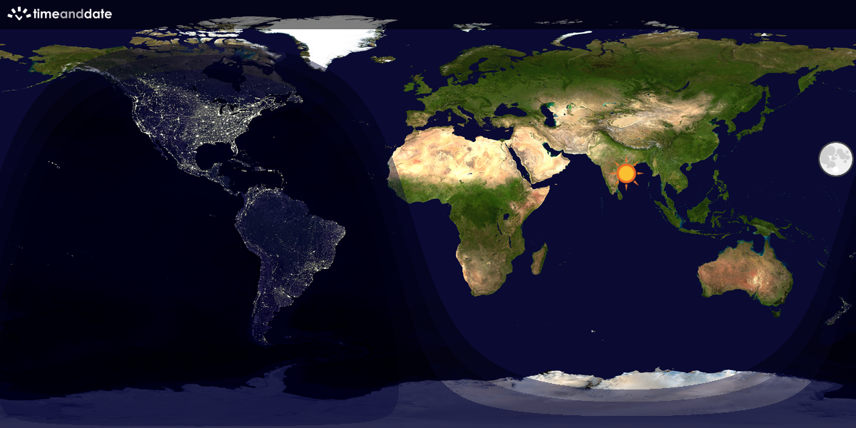 Verdenskart som viser dag og natt 