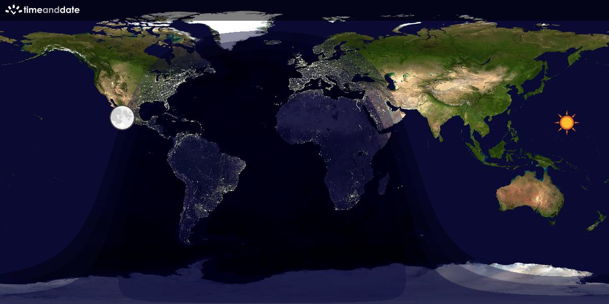 Verdenskart som viser dag og natt 