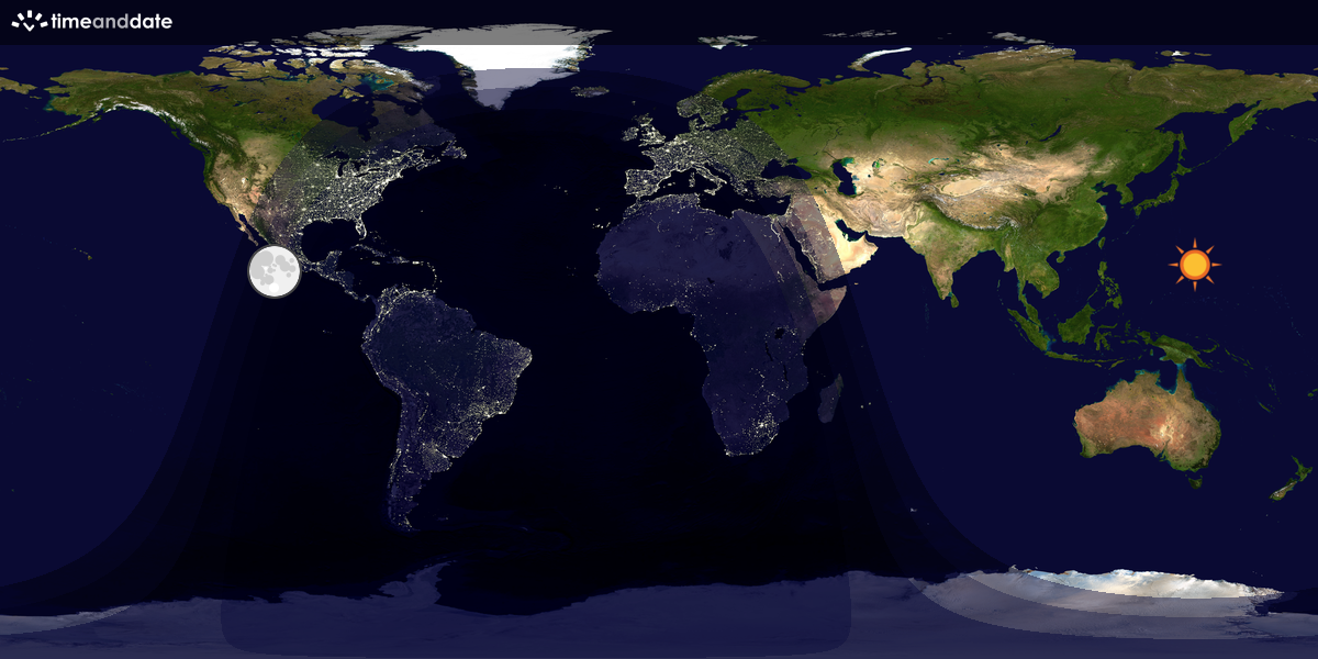 Verdenskart som viser dag og natt 