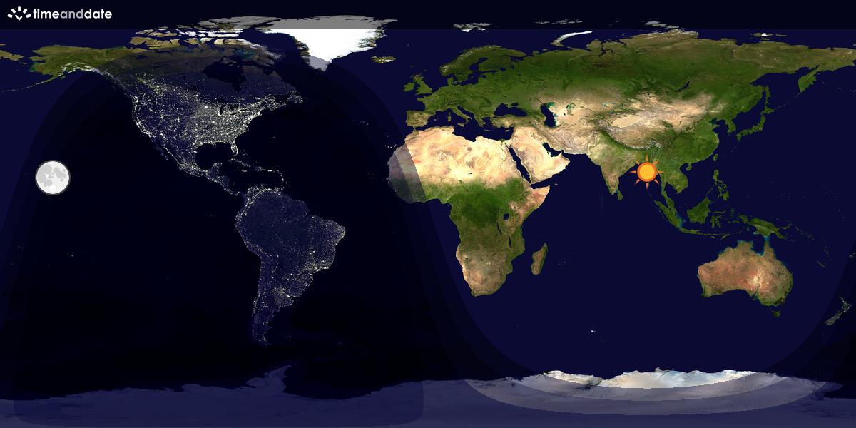 Verdenskart som viser dag og natt 