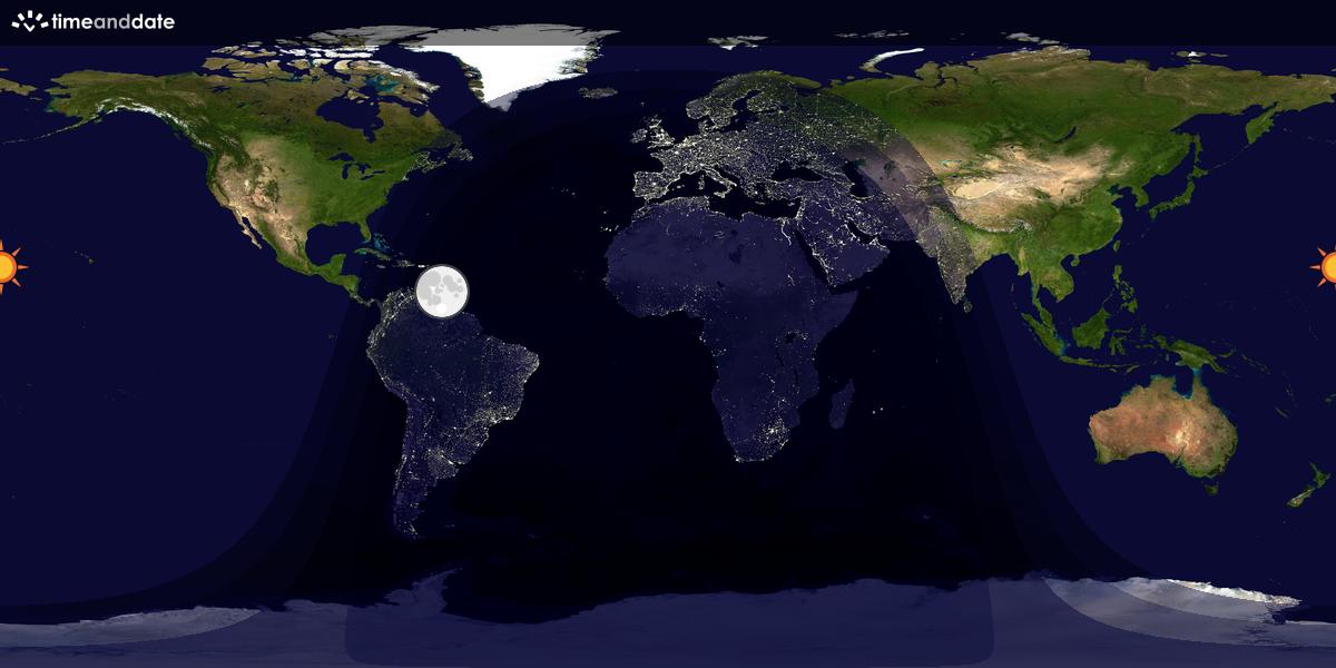 Verdenskart som viser dag og natt 