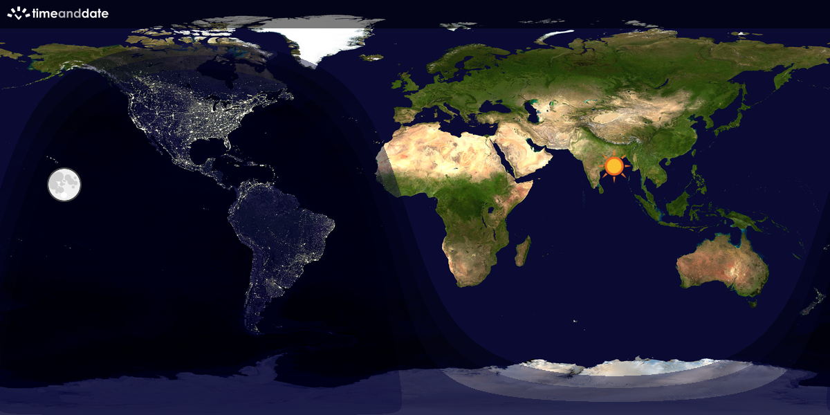 Verdenskart som viser dag og natt 