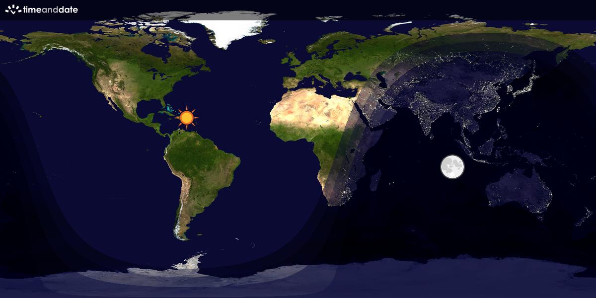 Verdenskart som viser dag og natt 