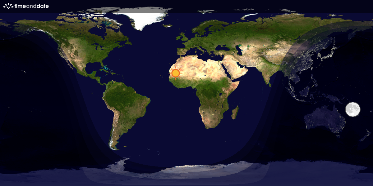 Verdenskart som viser dag og natt 