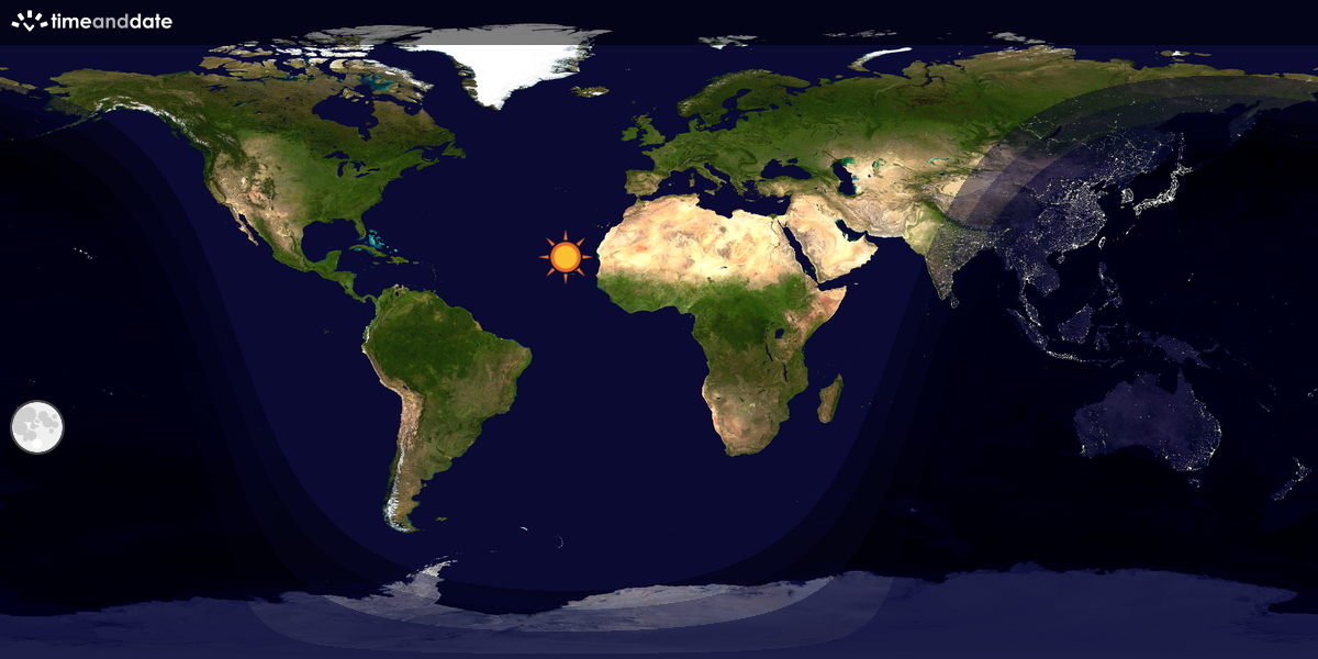 Verdenskart som viser dag og natt 