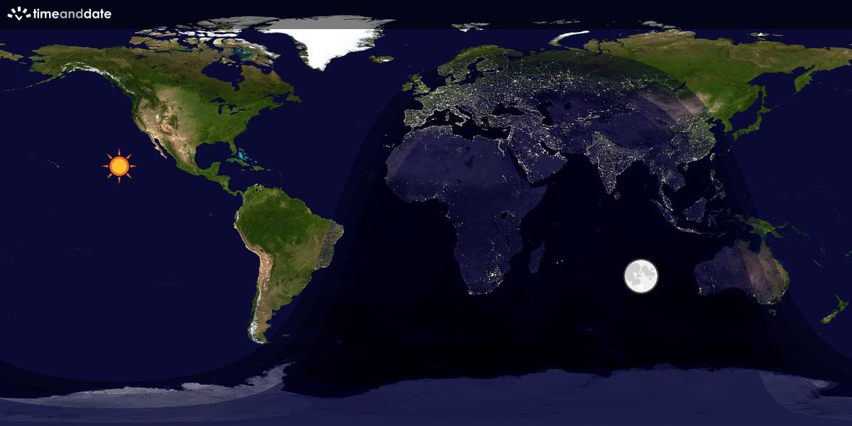 Verdenskart som viser dag og natt 