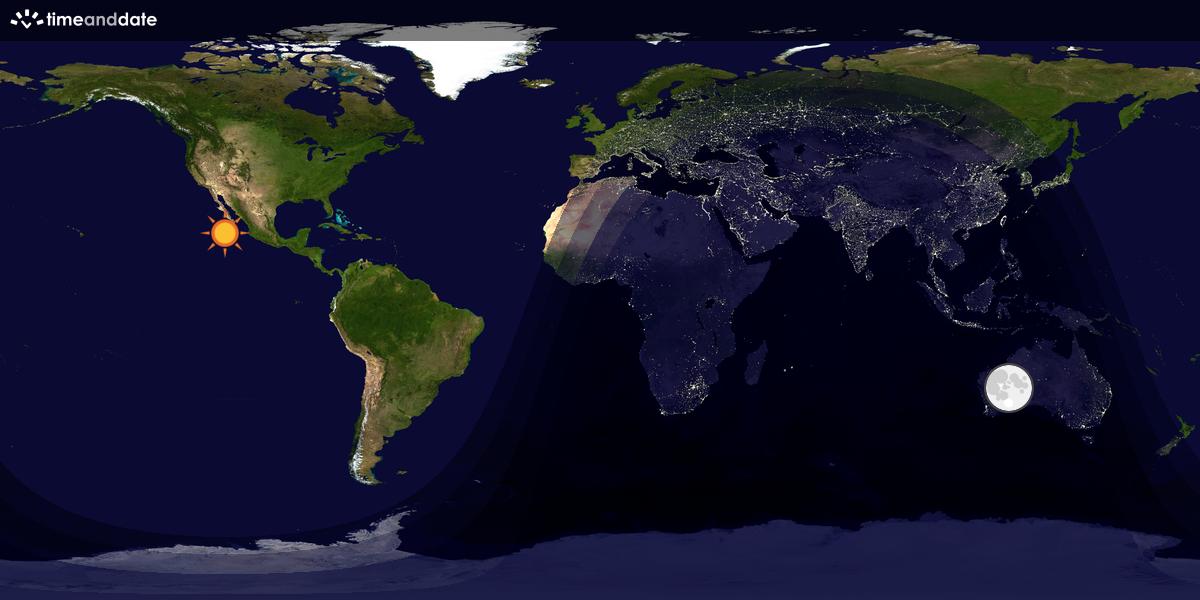 Verdenskart som viser dag og natt 