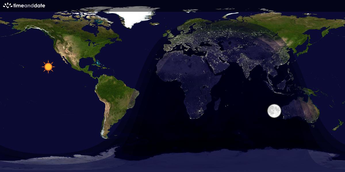 Verdenskart som viser dag og natt 