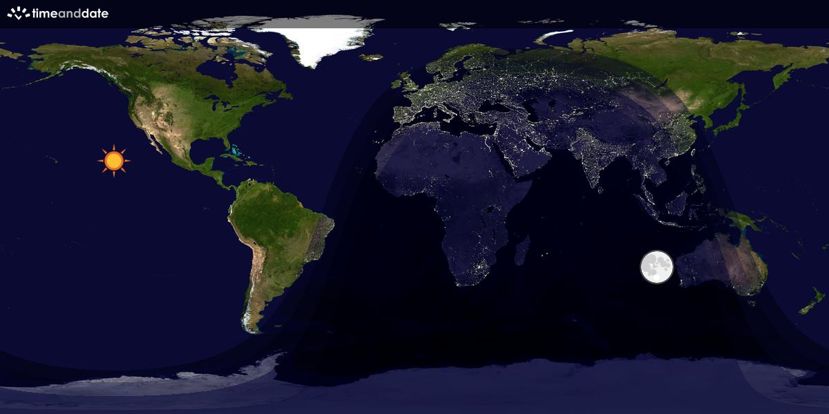 Verdenskart som viser dag og natt 