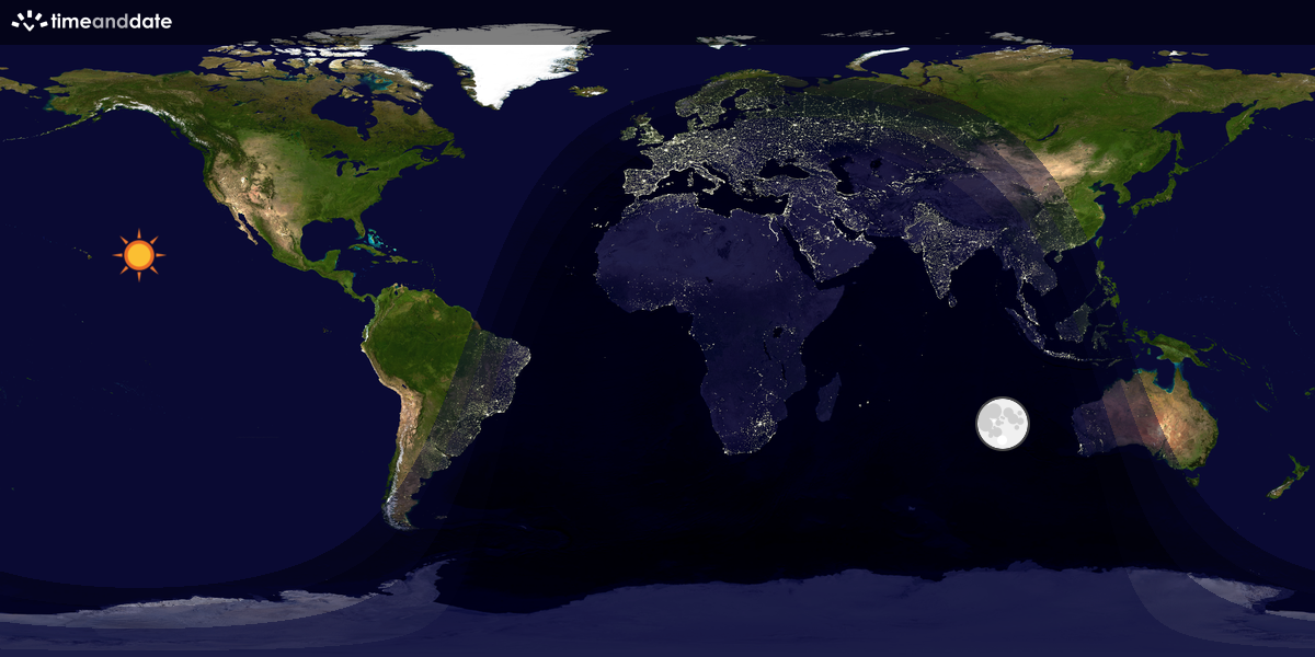 Verdenskart som viser dag og natt 