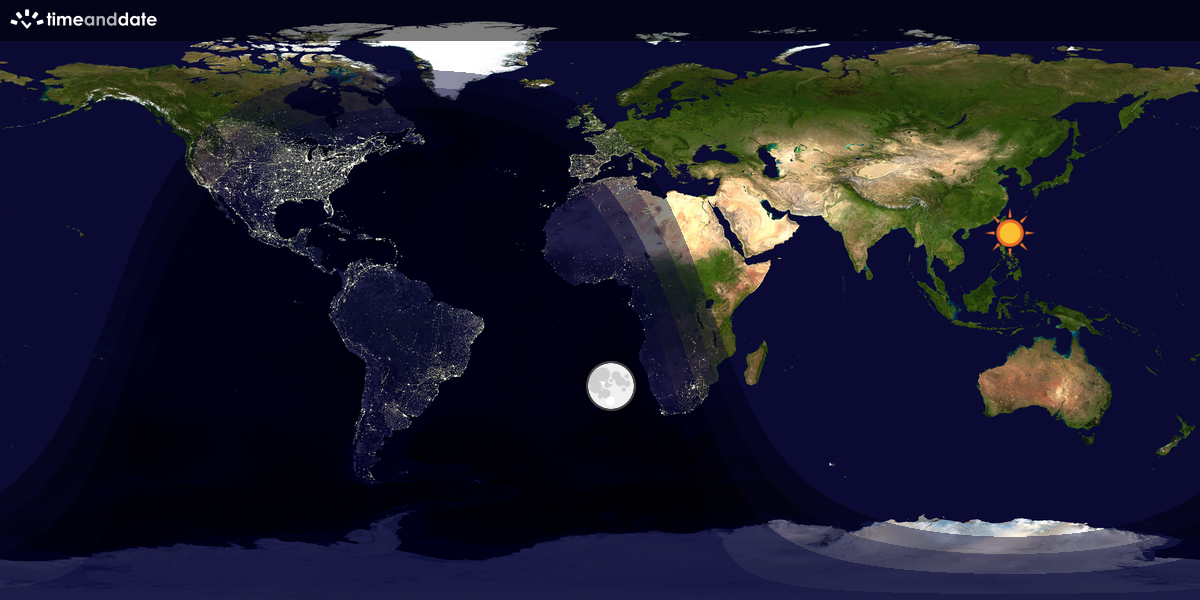 Verdenskart som viser dag og natt 