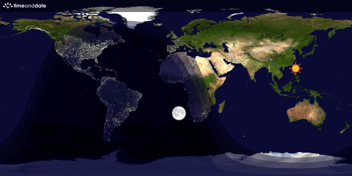 Verdenskart som viser dag og natt 