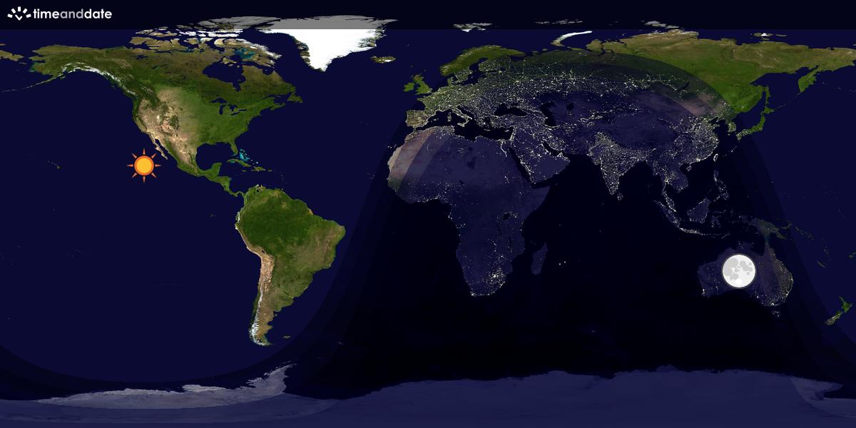 Verdenskart som viser dag og natt 