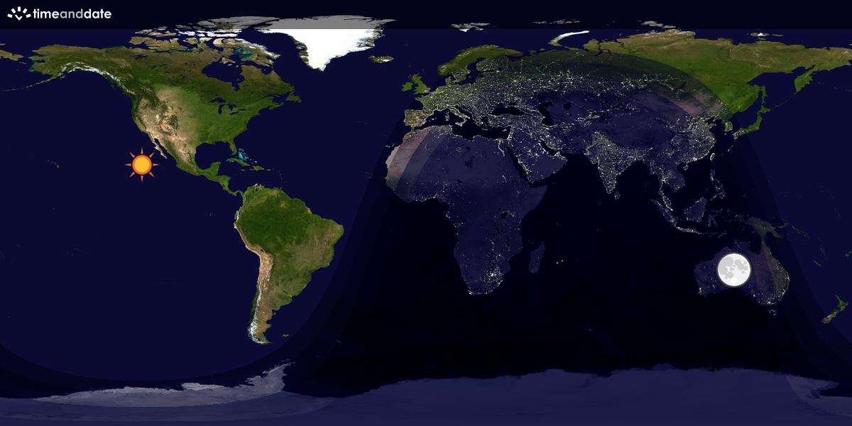 Verdenskart som viser dag og natt 