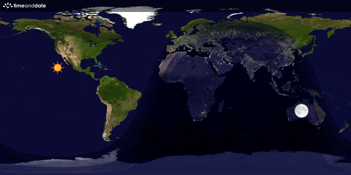 Verdenskart som viser dag og natt 